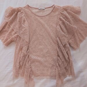 Zara Lace Blouse in Blush Pink
